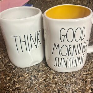 Rae Dunn White and Yellow Dining Mugs Set